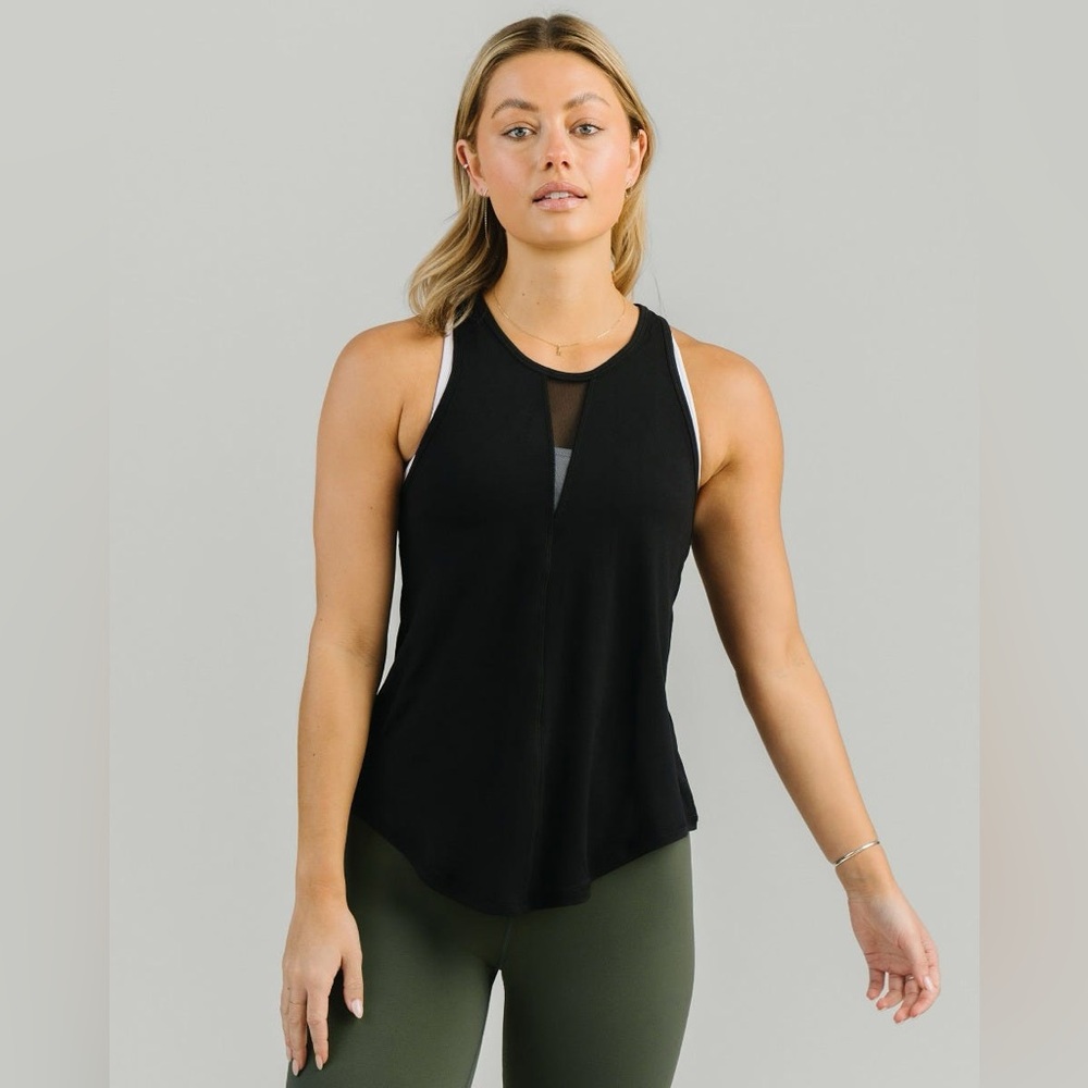 Zyia Black Effortless Mesh Detail Tank Medium